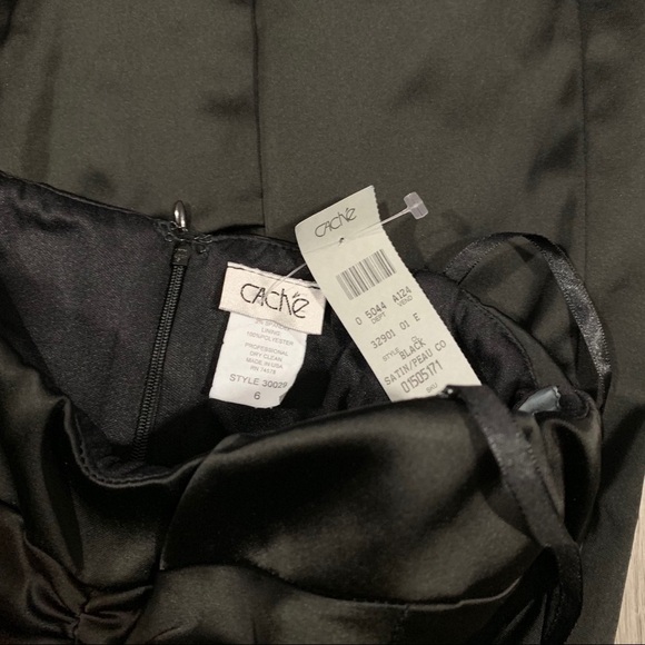 Cache NWT Black Satin Strapless Satin Dress size 6 - Picture 6 of 6